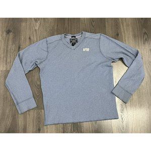 Abercrombie & Fitch Mens Size Medium V-Neck Blue Muscle Fit Ribbed Knit Shirt
